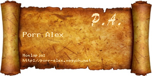 Porr Alex névjegykártya